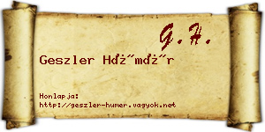 Geszler Hümér névjegykártya